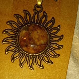 Hand Made Nebraska River Rock Sunburst Pendant Necklace
